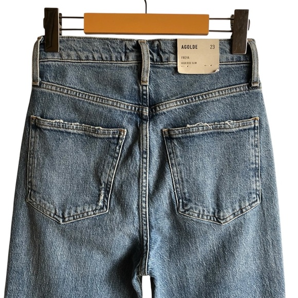 Agolde Freya High Rise Slim Blue Jeans Size 23 Quiver Med-Light Wash NWT NEW - Picture 9 of 16